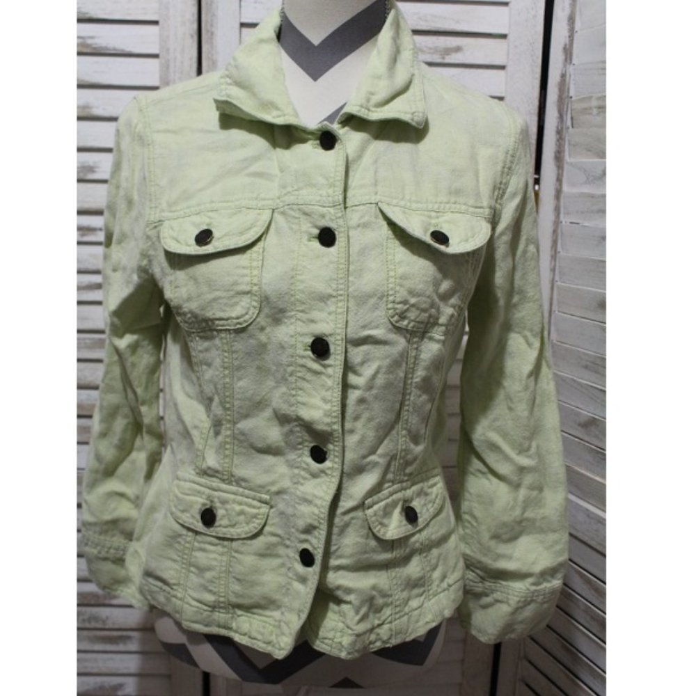 J. Jill 100% Linen green light jacket(684) - Picture 2 of 7